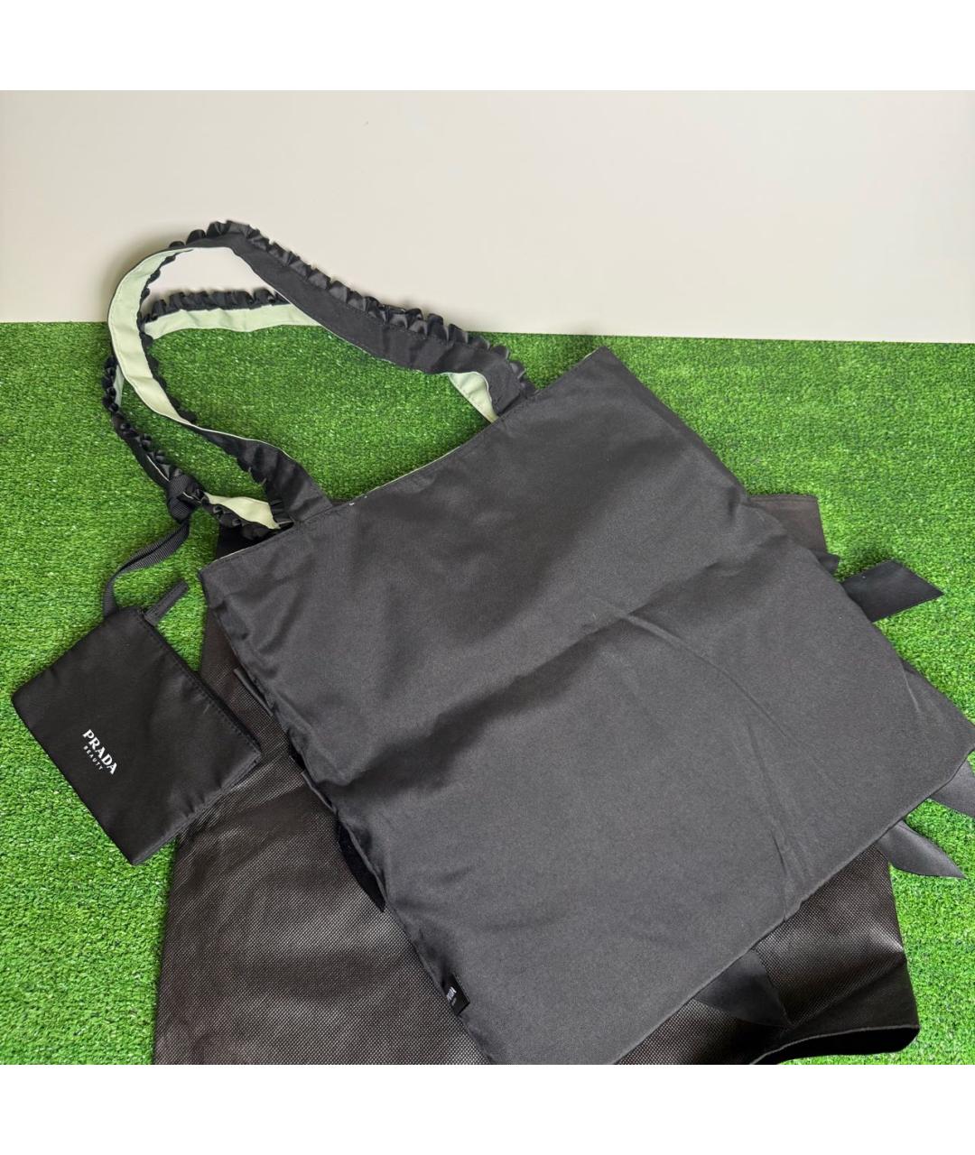 PRADA Черная хлопковая сумка тоут, фото 2