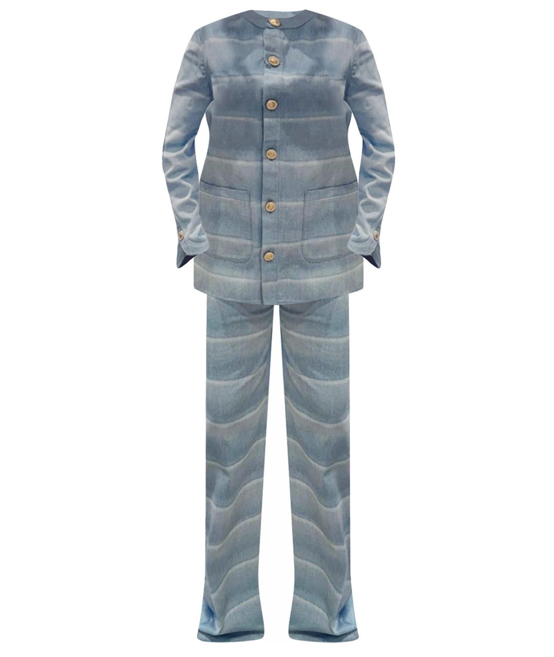 CHANEL Голубой хлопковый костюм с брюками, фото 1