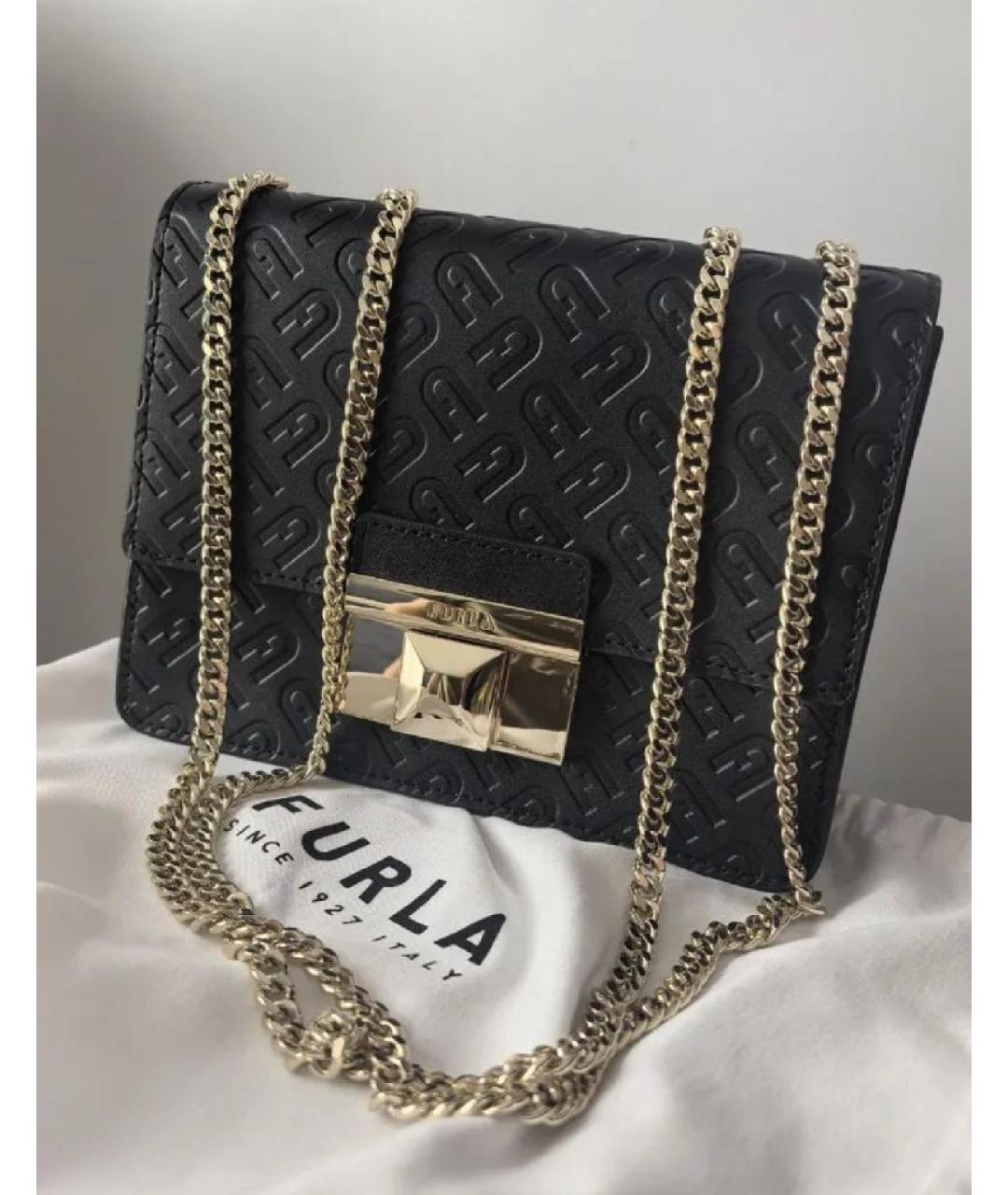 FURLA Черная кожаная сумка через плечо, фото 5