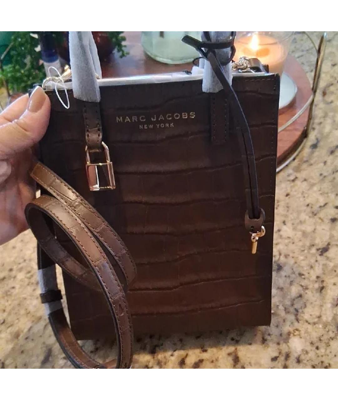 MARC JACOBS Коричневая кожаная сумка с короткими ручками, фото 5