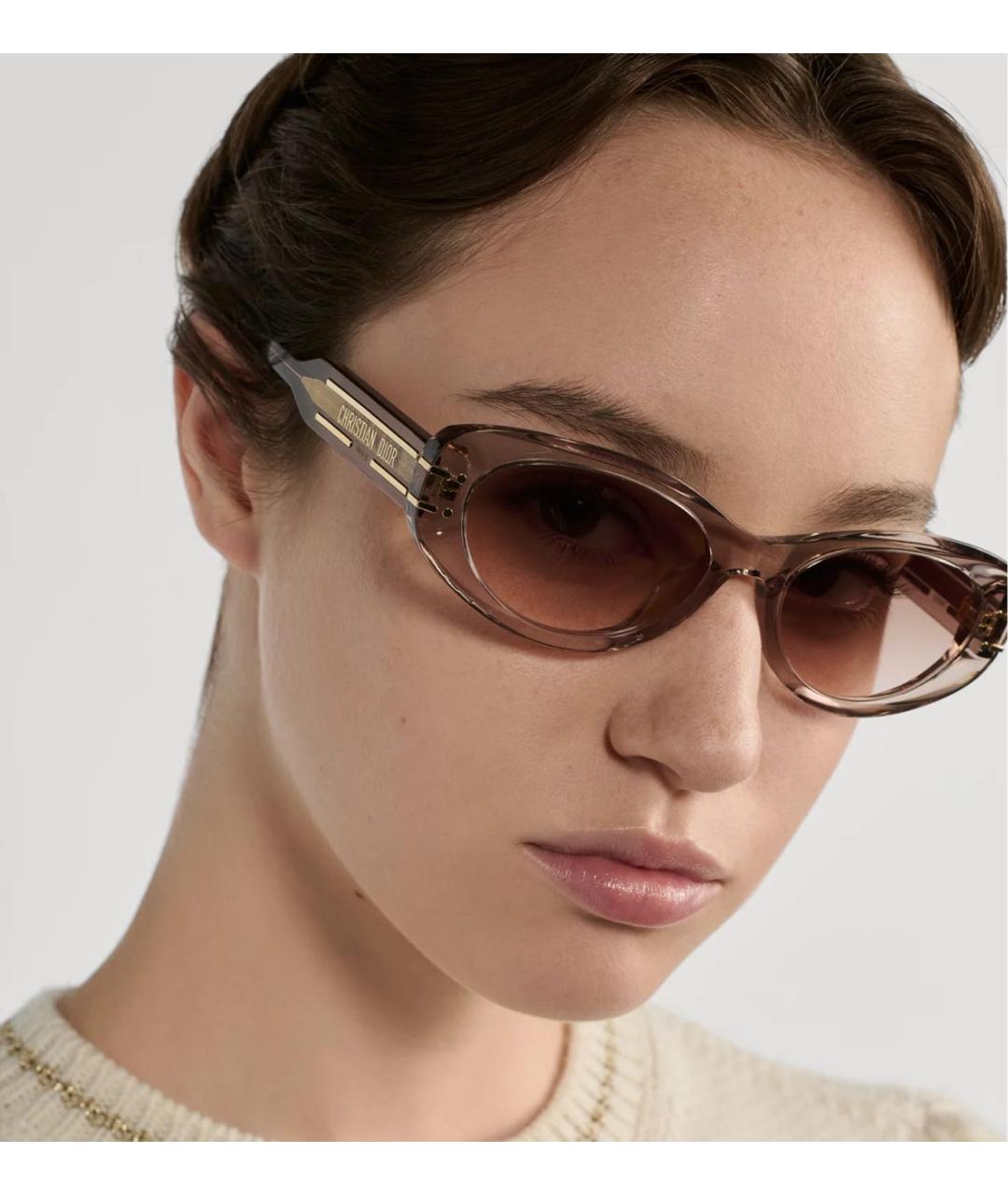 CHRISTIAN DIOR Коричневые пластиковые солнцезащитные очки, фото 2