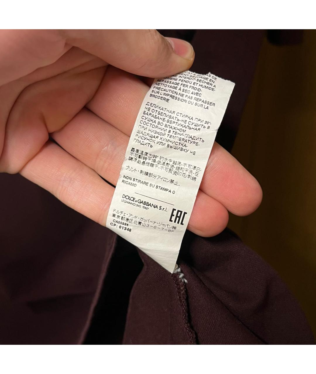 DOLCE&GABBANA Бордовая хлопковая футболка, фото 7