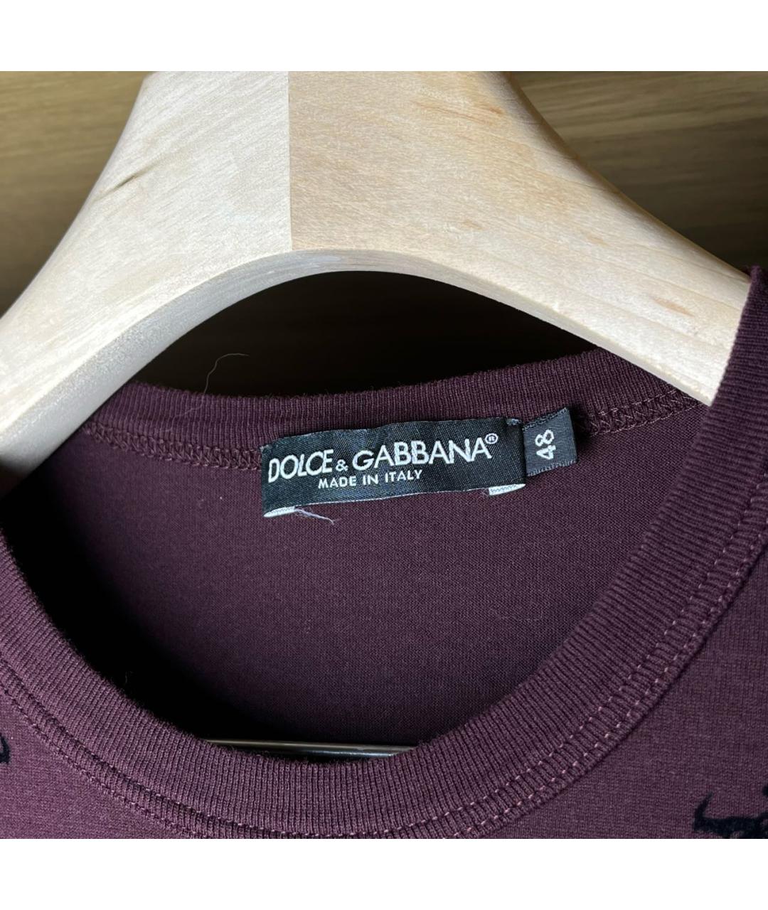 DOLCE&GABBANA Бордовая хлопковая футболка, фото 4