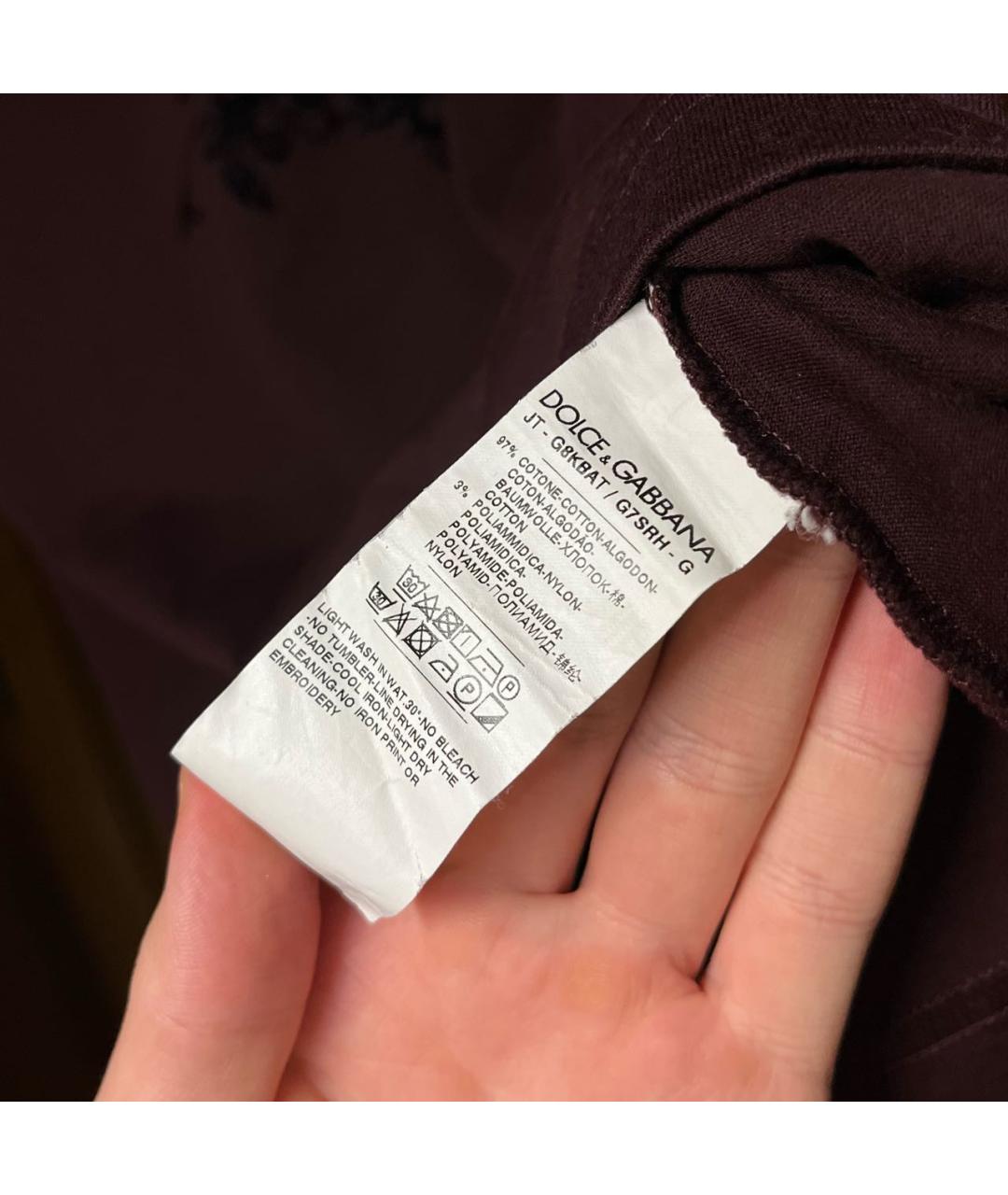 DOLCE&GABBANA Бордовая хлопковая футболка, фото 6