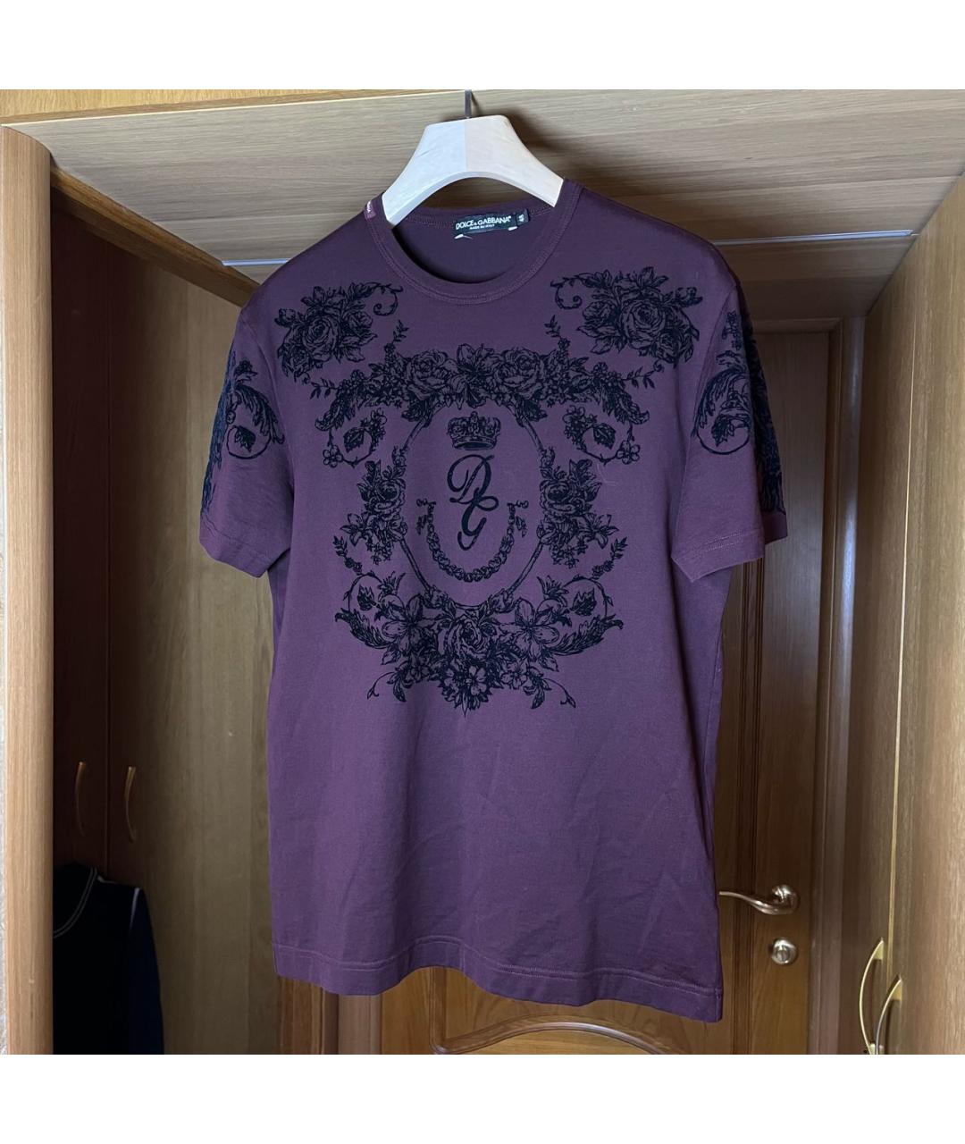 DOLCE&GABBANA Бордовая хлопковая футболка, фото 9