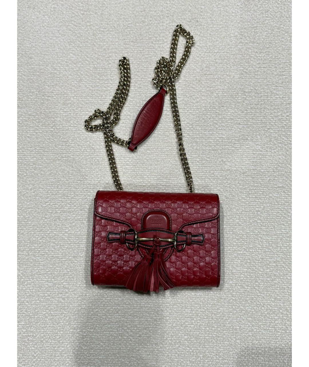 GUCCI Красная кожаная сумка через плечо, фото 5