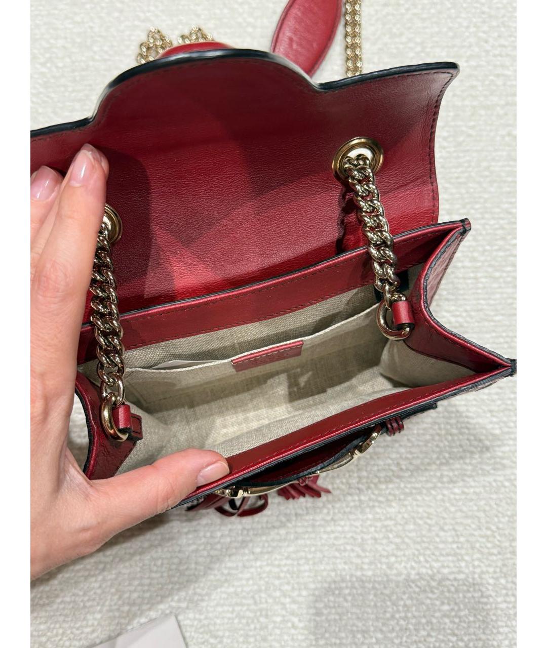 GUCCI Красная кожаная сумка через плечо, фото 4