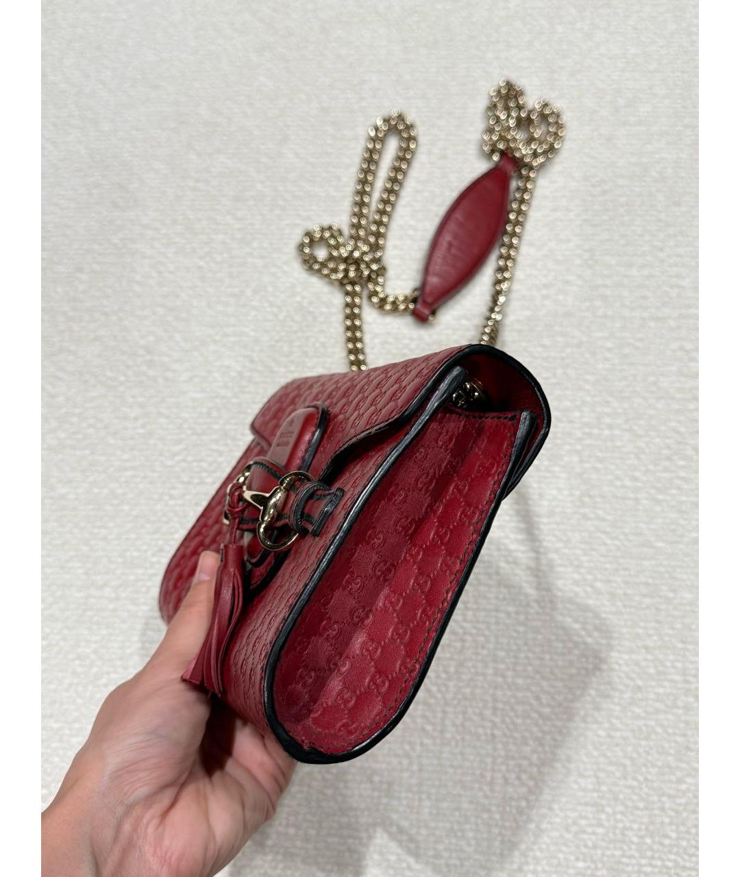 GUCCI Красная кожаная сумка через плечо, фото 3