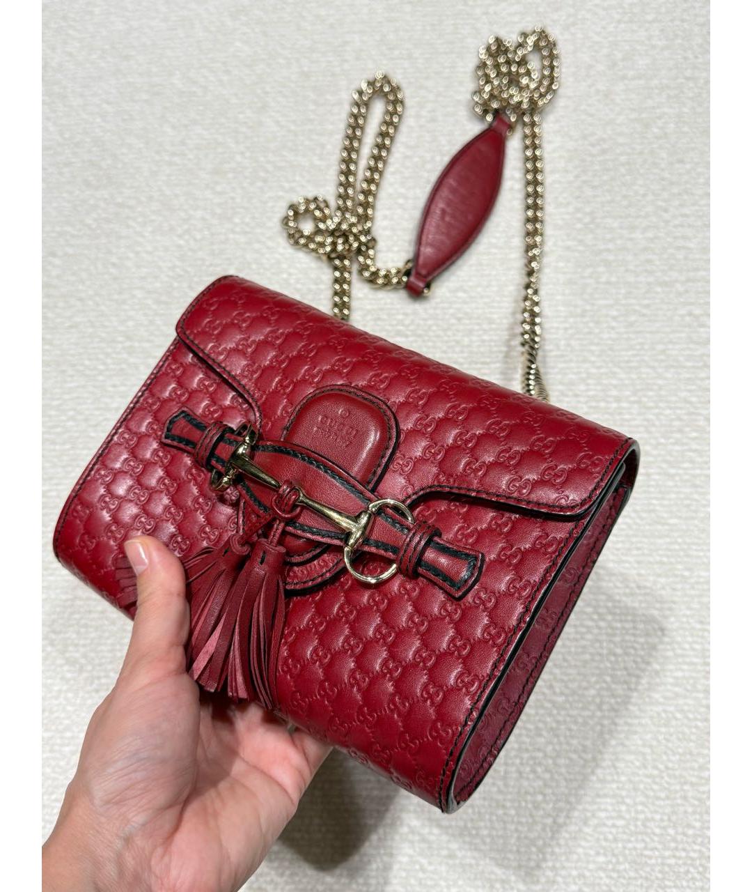 GUCCI Красная кожаная сумка через плечо, фото 2