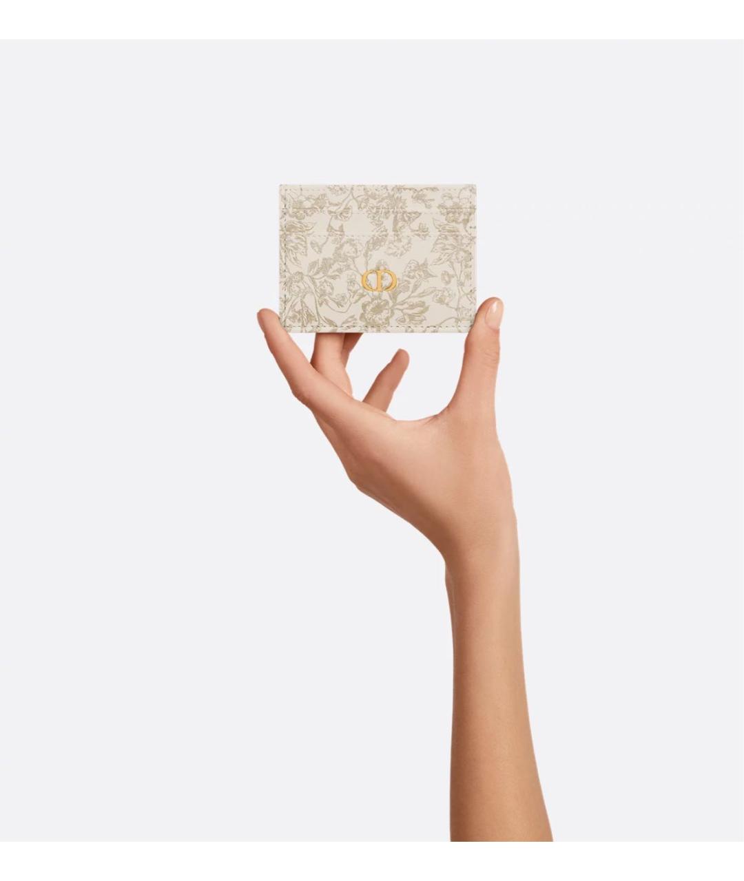 CHRISTIAN DIOR Бежевый кожаный кардхолдер, фото 3