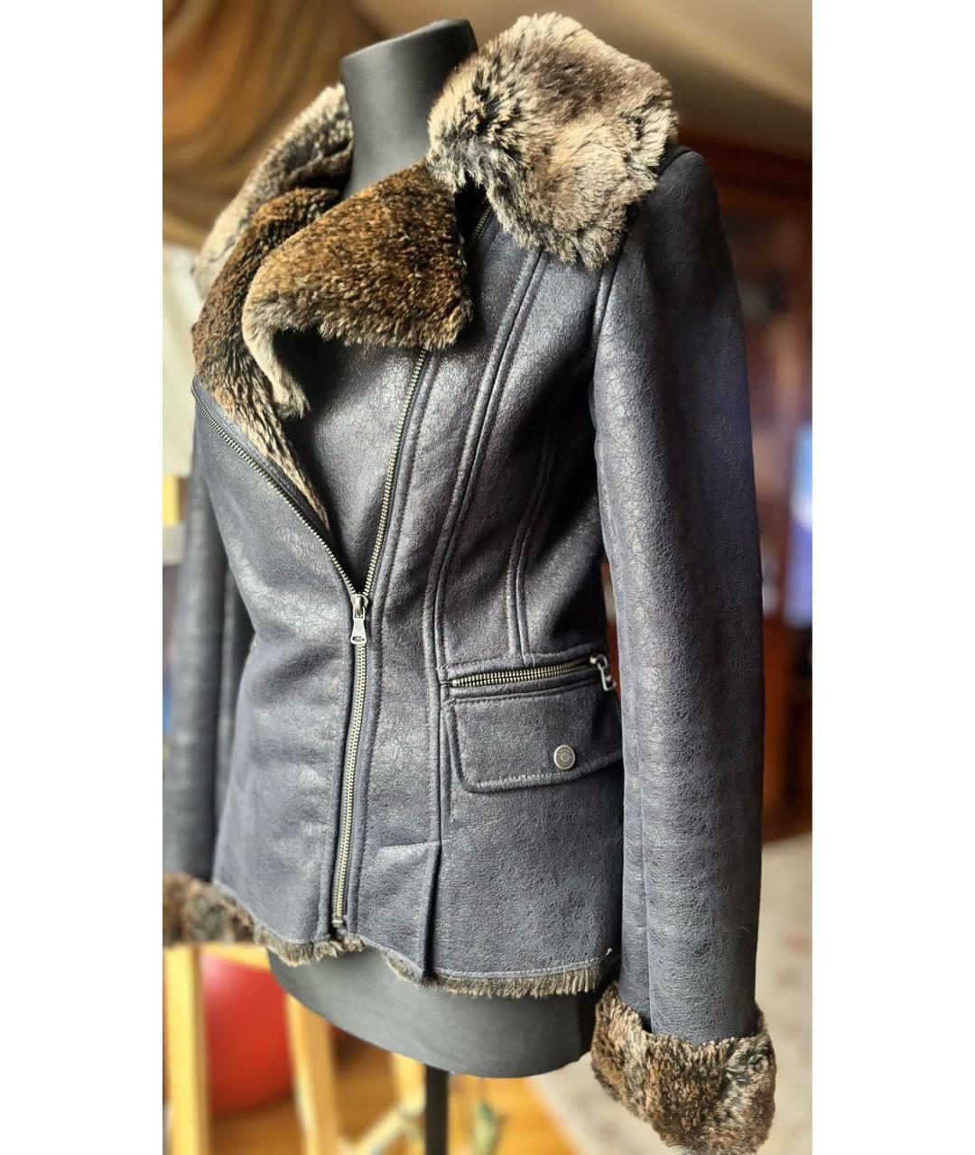 ARMANI JEANS Темно-синяя полиэстеровая дубленка, фото 3