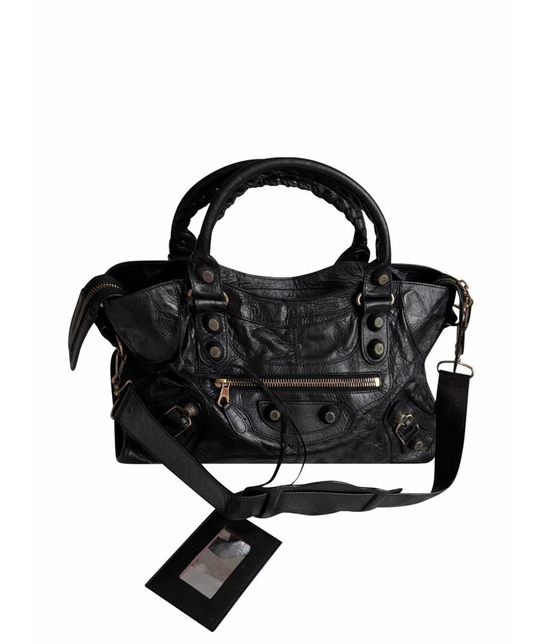 BALENCIAGA Черная кожаная сумка с короткими ручками, фото 1
