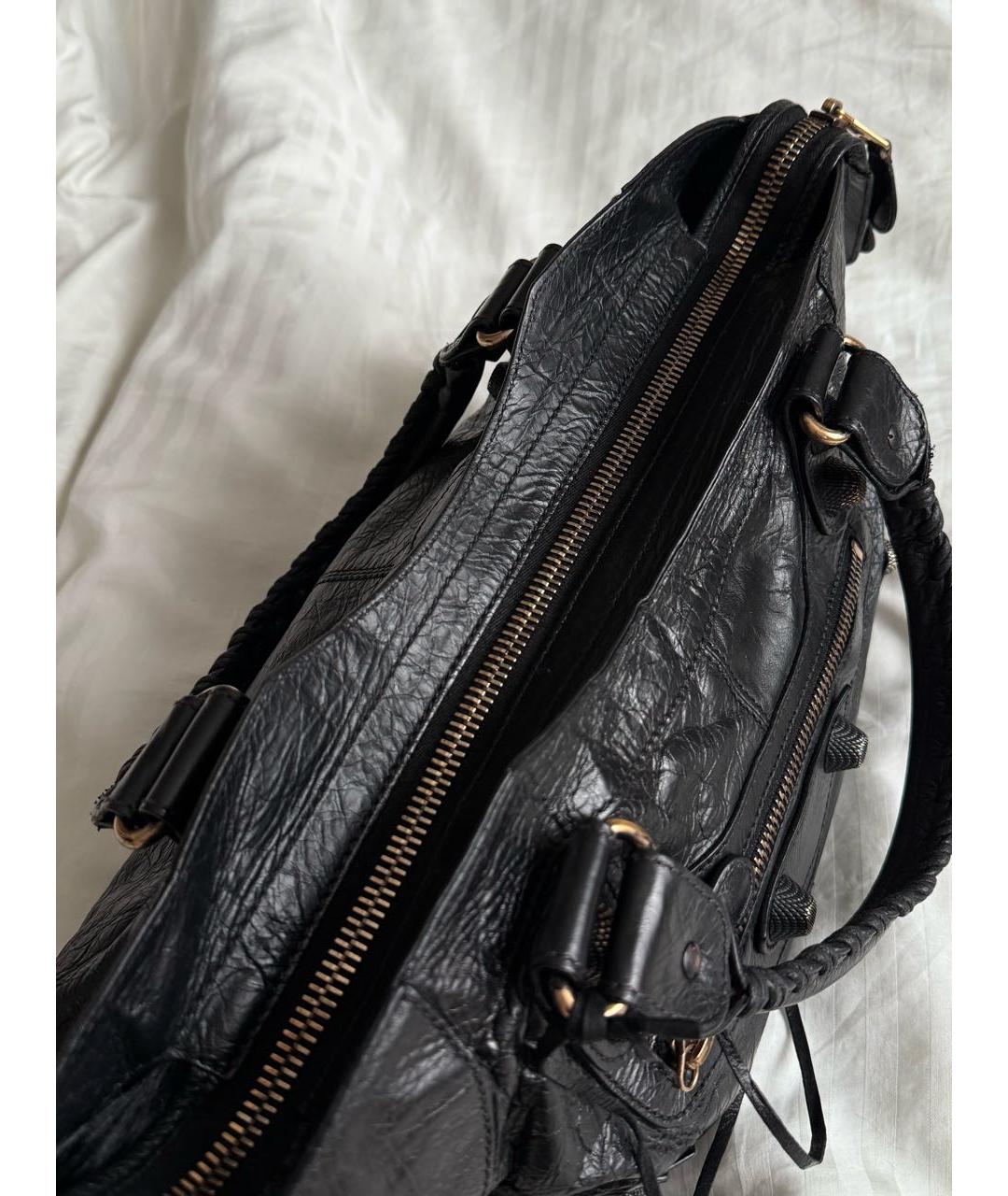 BALENCIAGA Черная кожаная сумка с короткими ручками, фото 4
