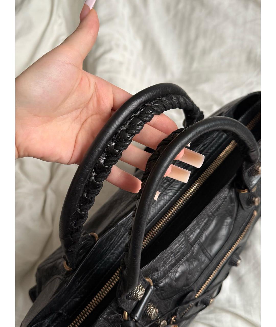BALENCIAGA Черная кожаная сумка с короткими ручками, фото 3