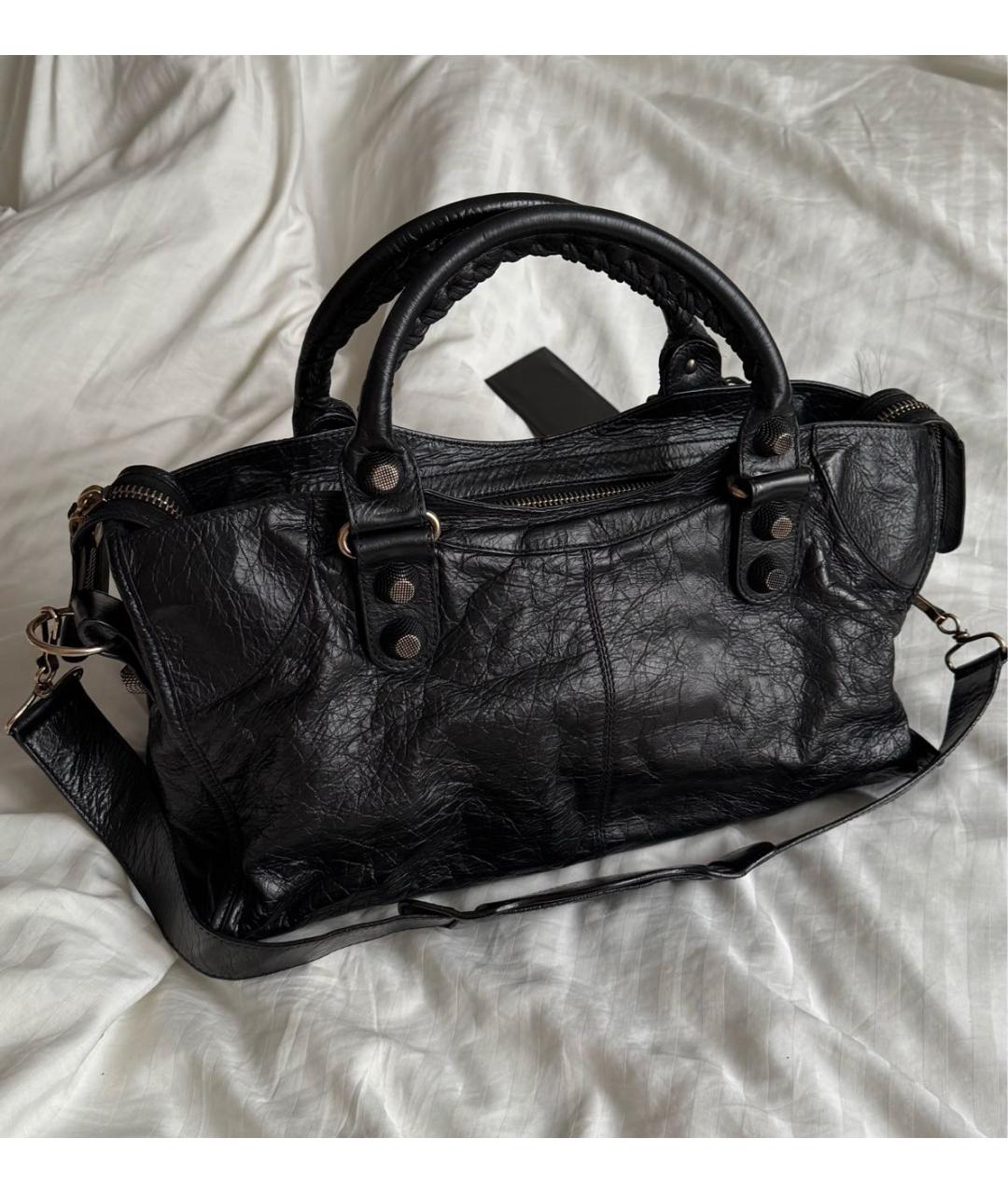 BALENCIAGA Черная кожаная сумка с короткими ручками, фото 2