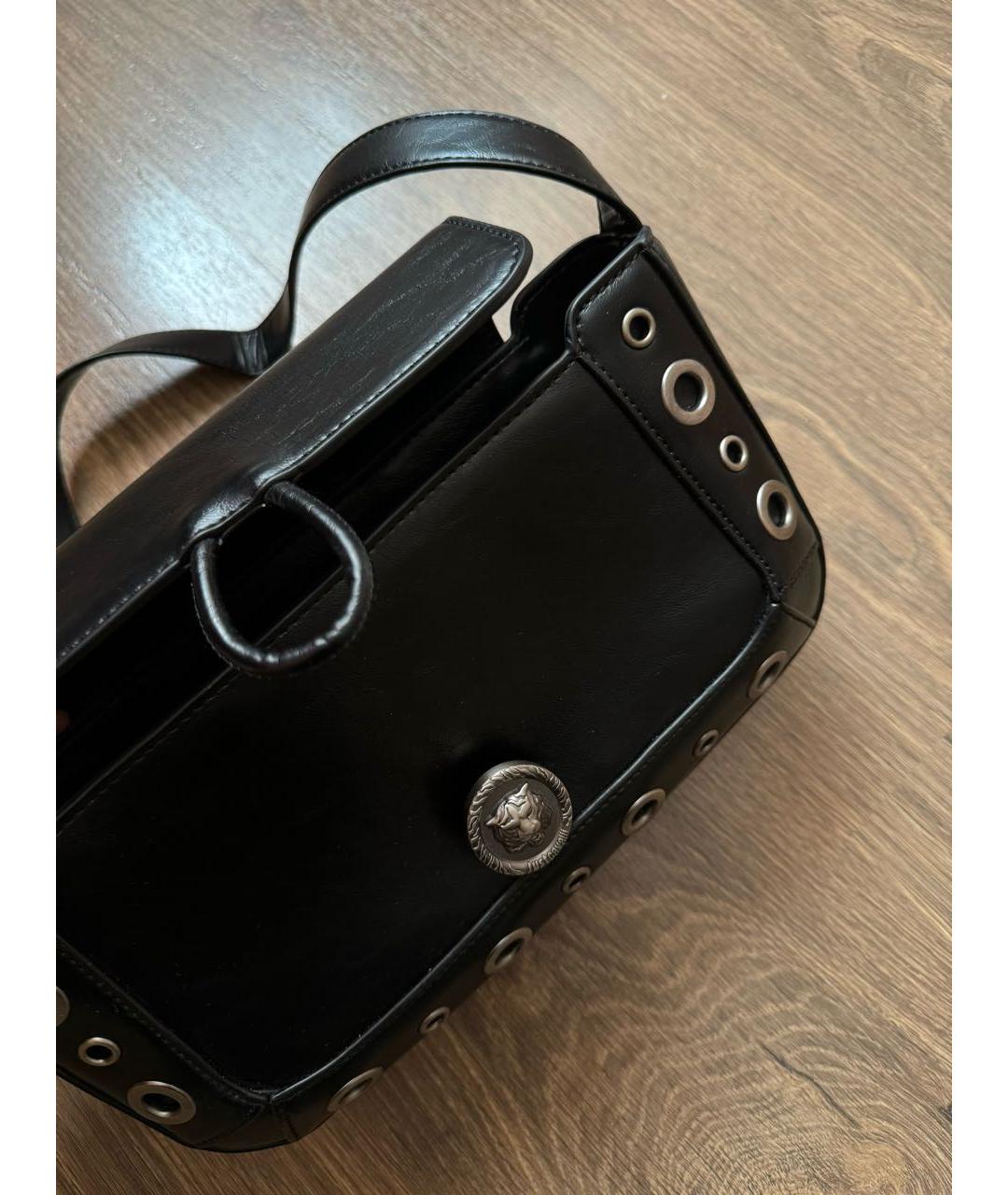 JUST CAVALLI Черная кожаная сумка через плечо, фото 2