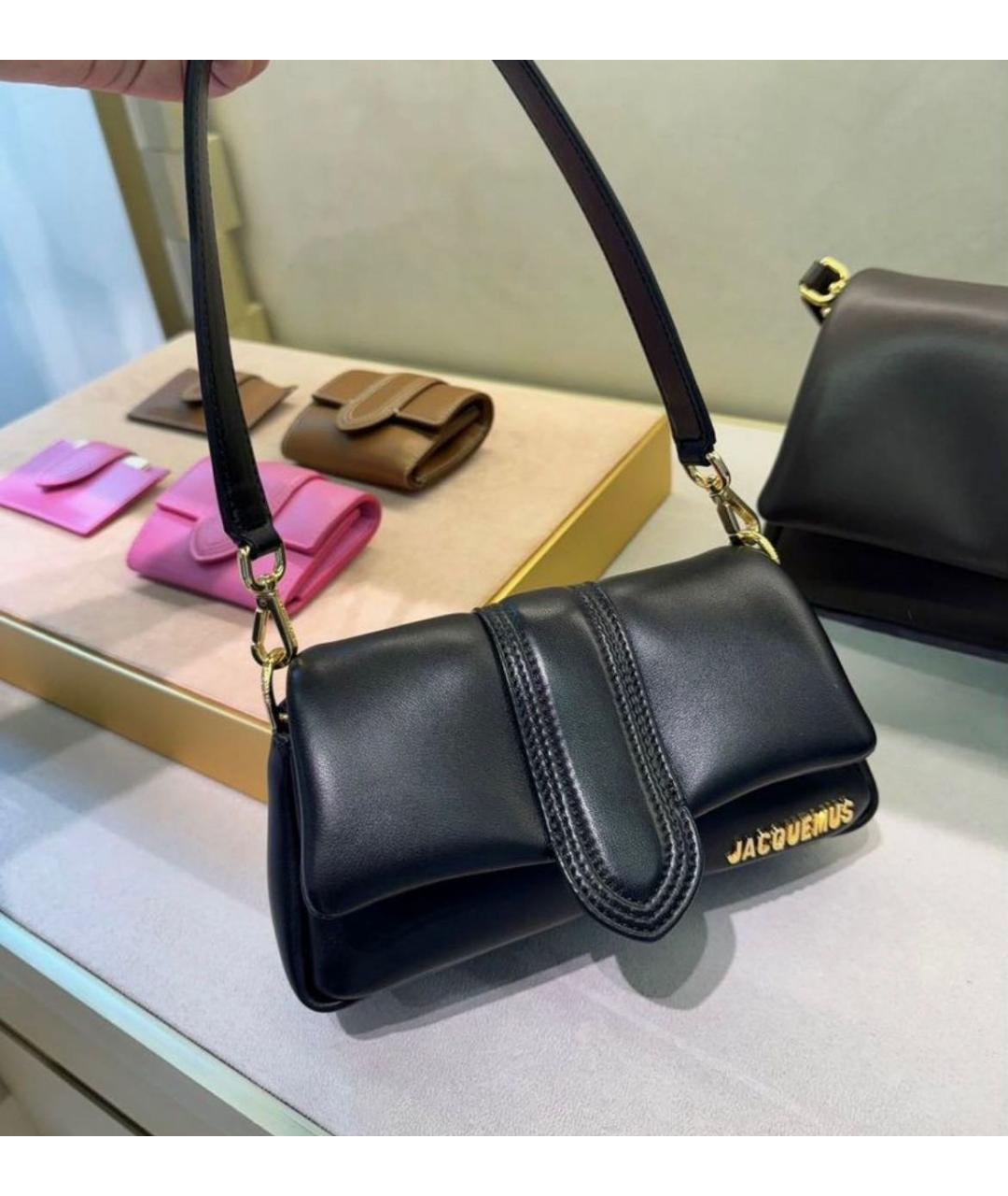 JACQUEMUS Черная кожаная сумка через плечо, фото 2