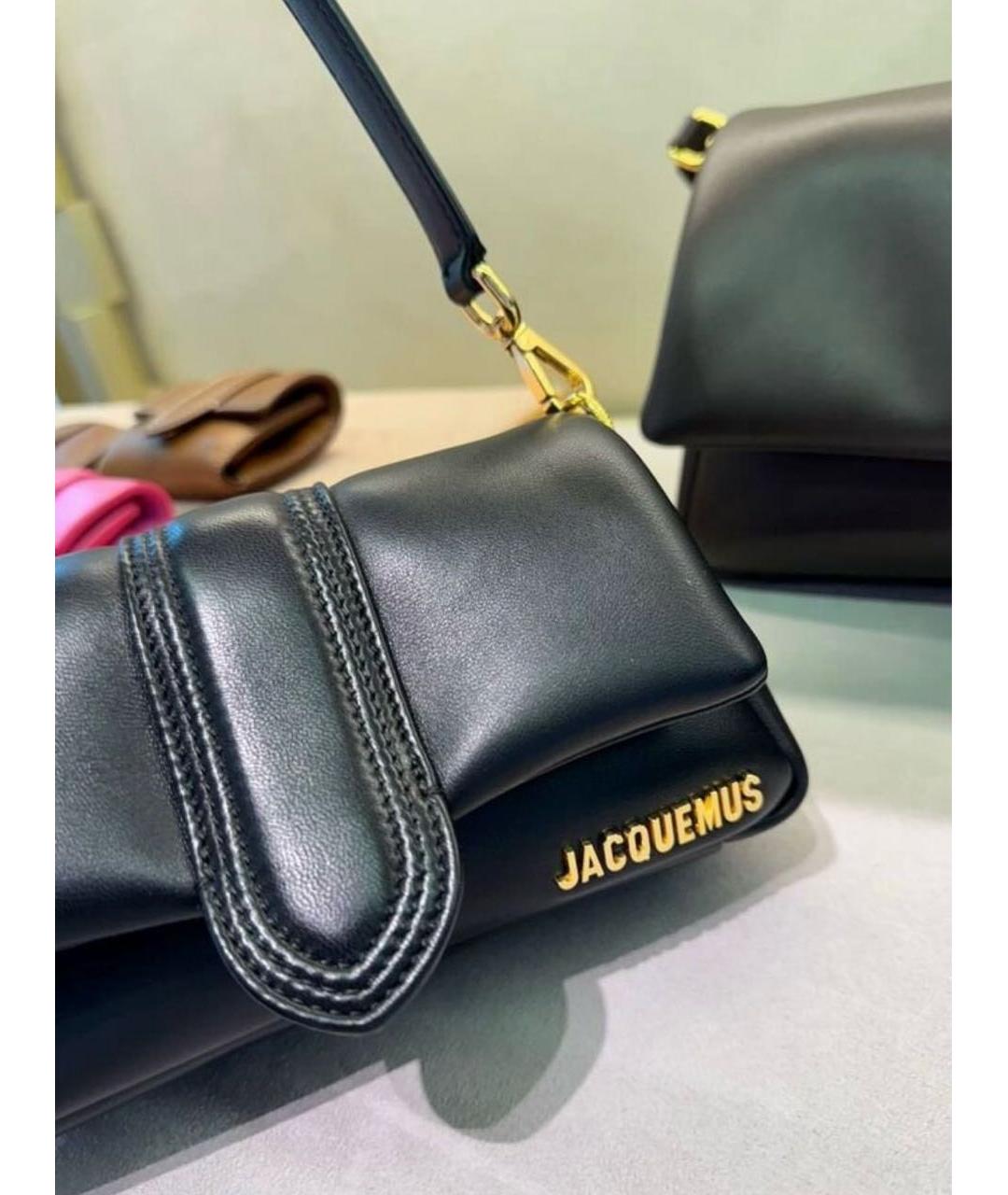 JACQUEMUS Черная кожаная сумка через плечо, фото 3