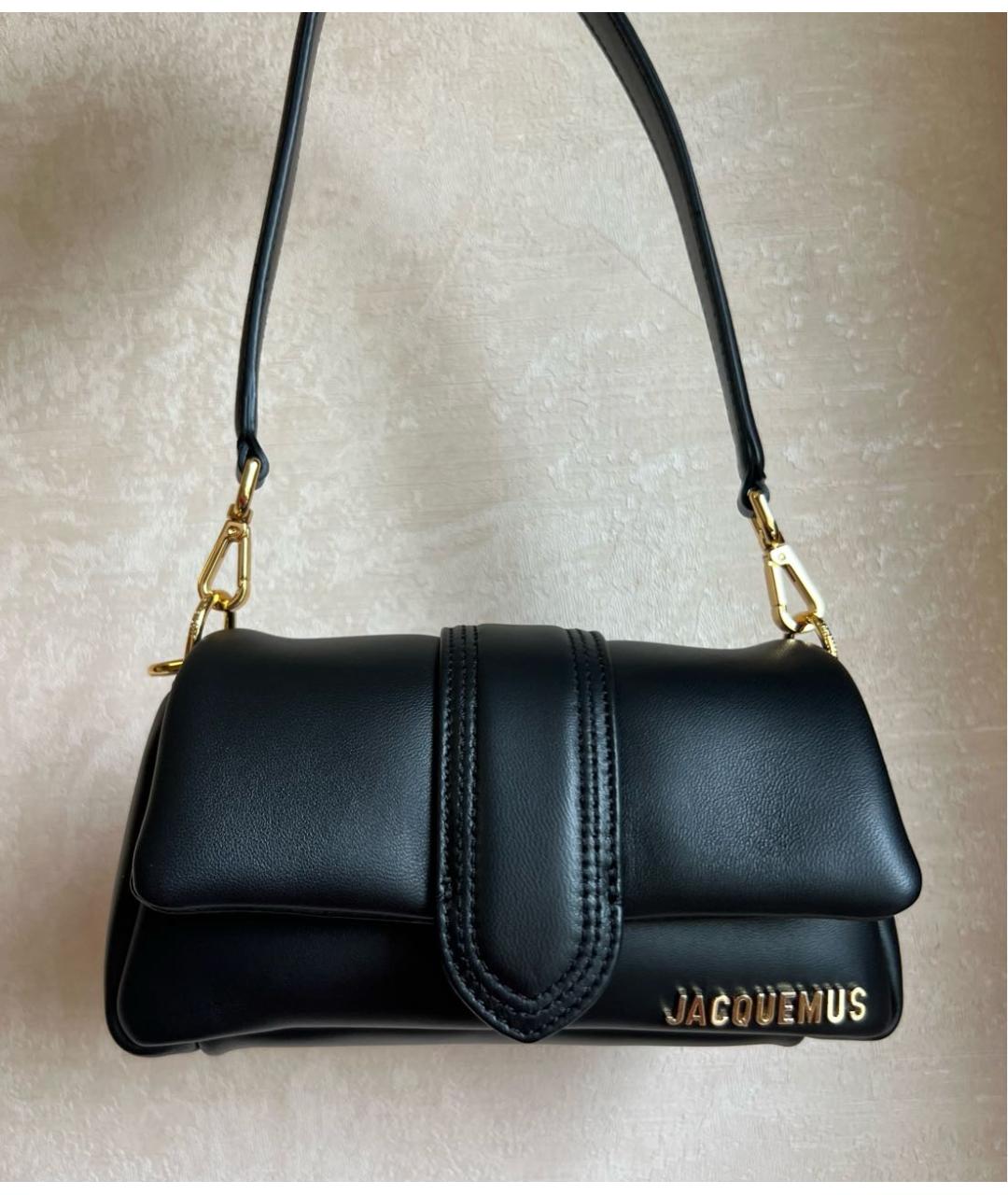 JACQUEMUS Черная кожаная сумка через плечо, фото 6
