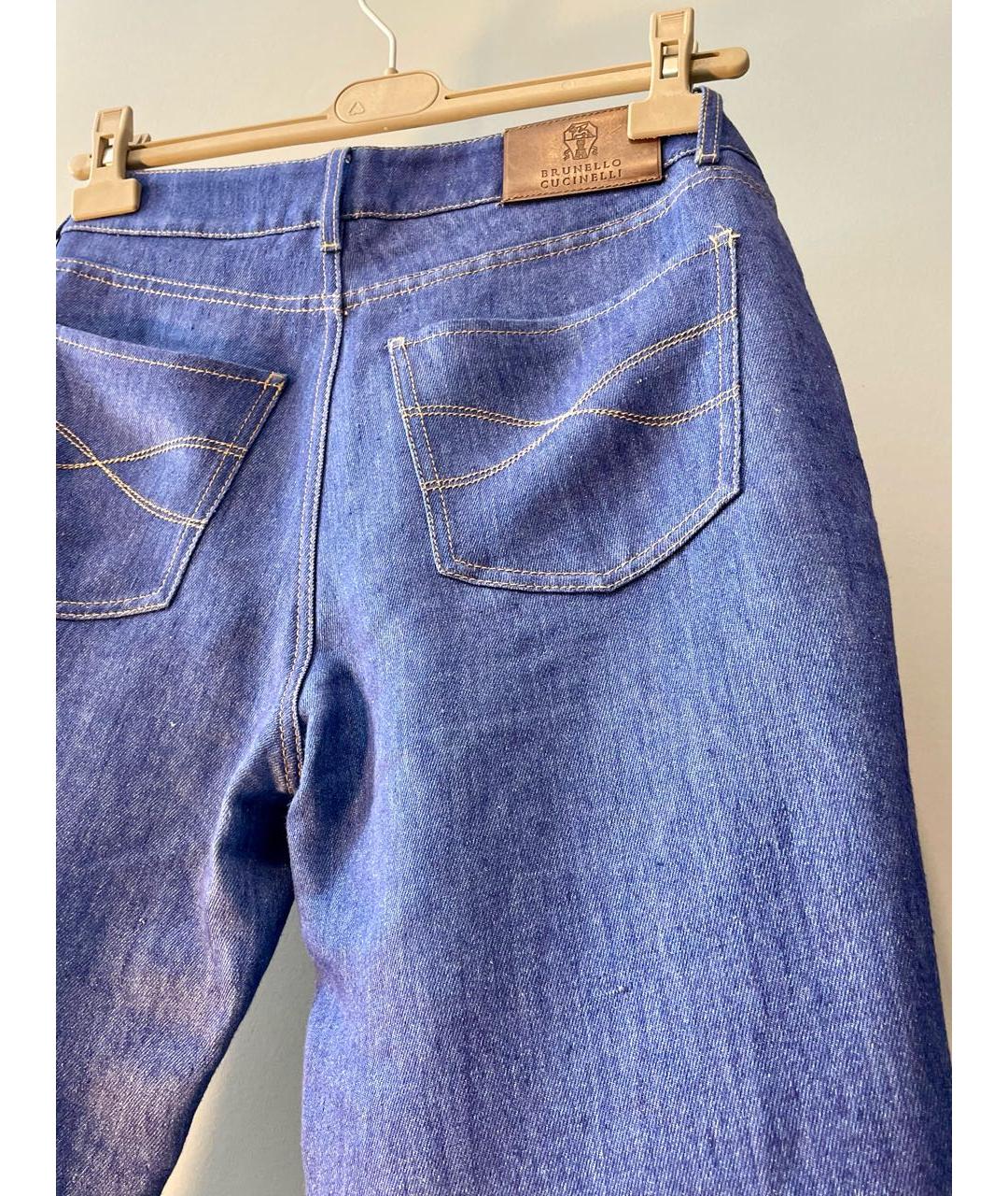 BRUNELLO CUCINELLI Синие льняные повседневные брюки, фото 2