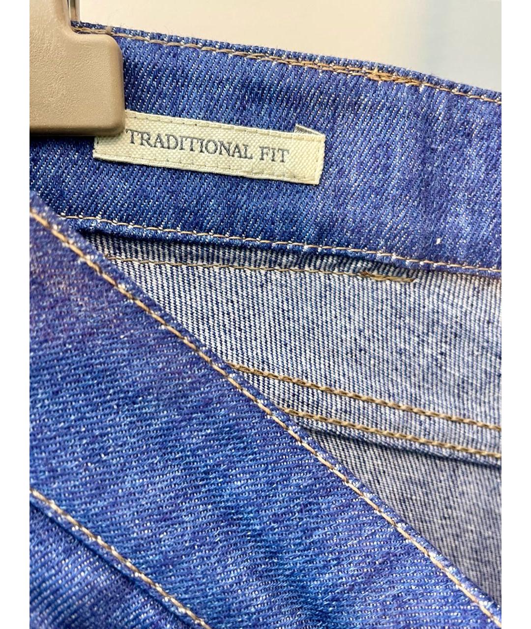 BRUNELLO CUCINELLI Синие льняные повседневные брюки, фото 4