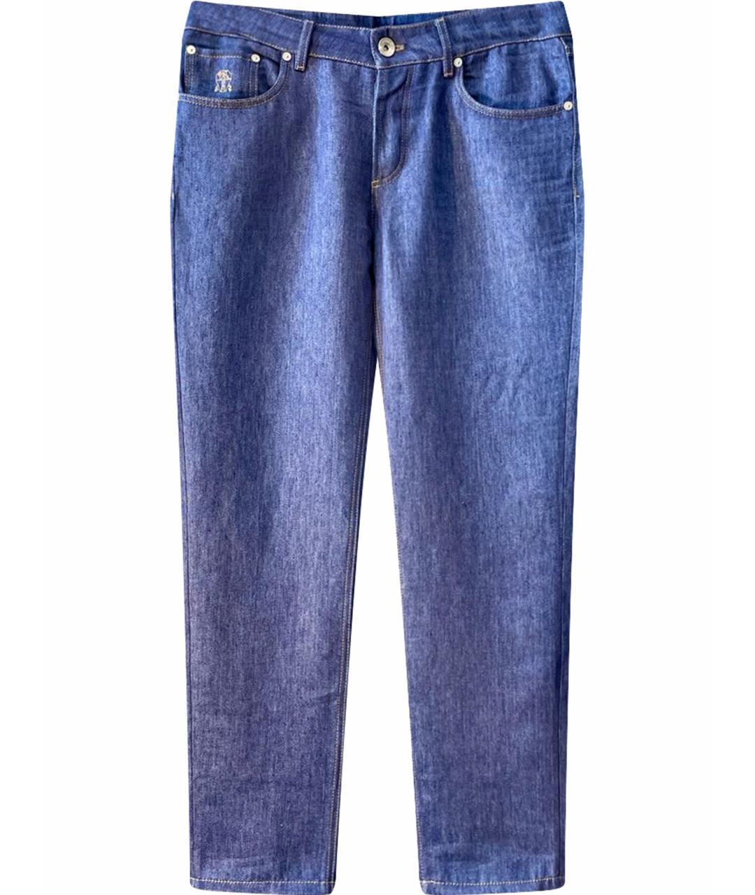 BRUNELLO CUCINELLI Синие льняные повседневные брюки, фото 1