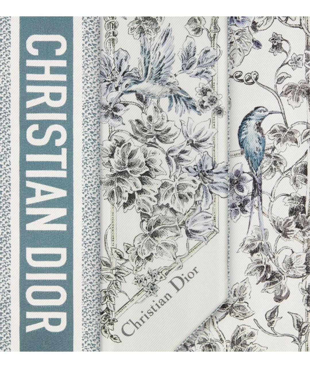 CHRISTIAN DIOR Серый шелковый платок, фото 4