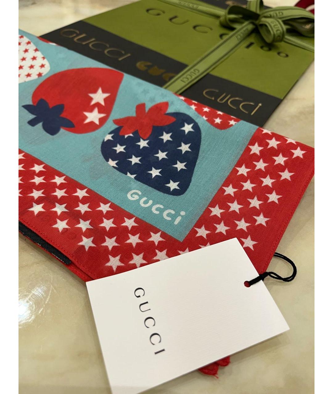 GUCCI Бирюзовый хлопковый платок, фото 6