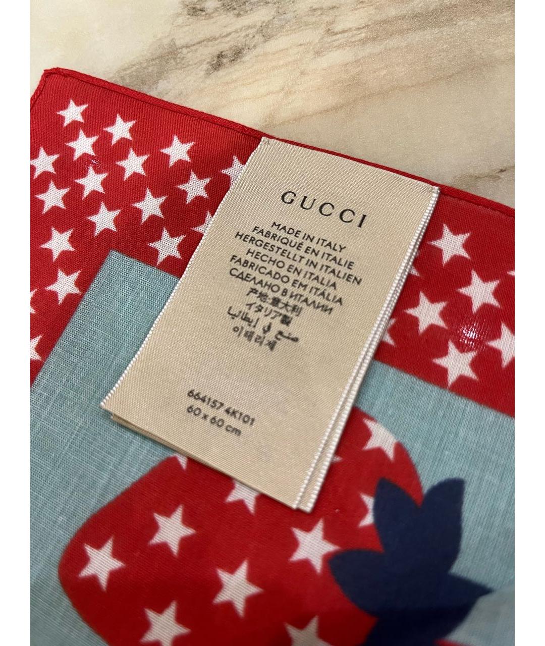 GUCCI Бирюзовый хлопковый платок, фото 4