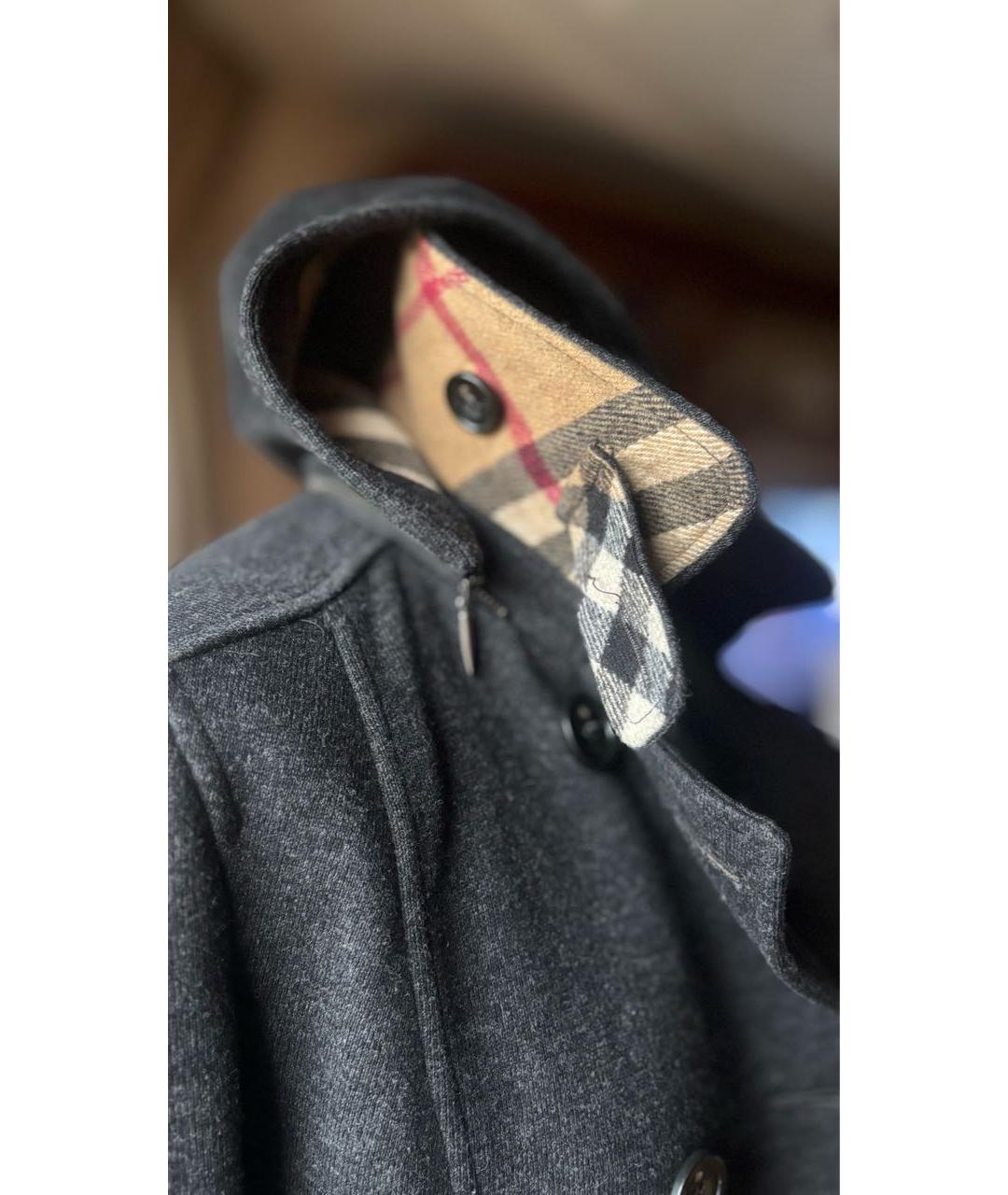 BURBERRY Антрацитовое шерстяное пальто, фото 4