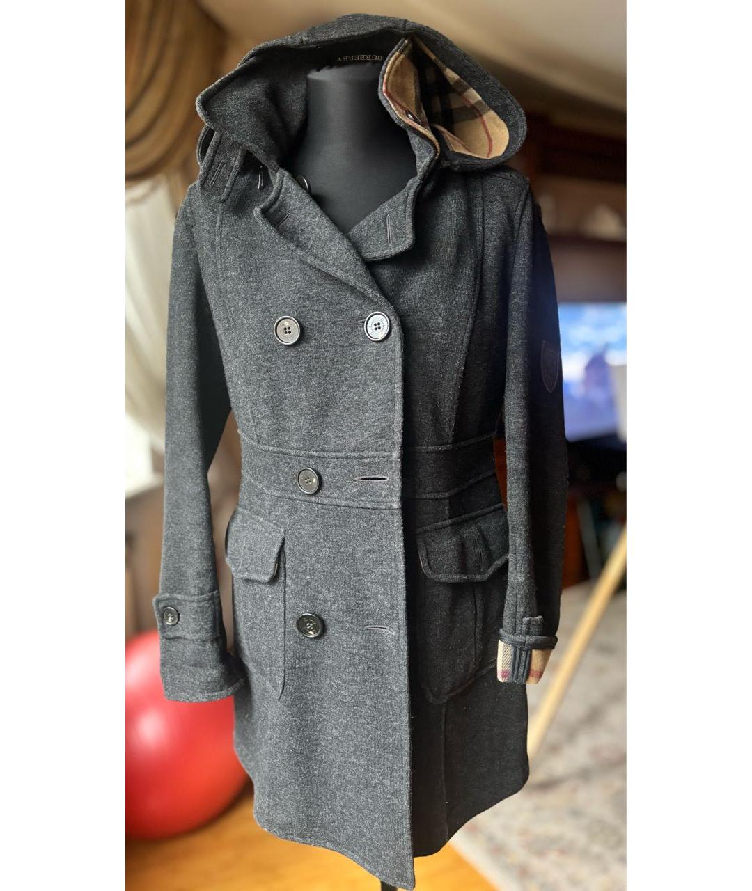 BURBERRY Антрацитовое шерстяное пальто, фото 8
