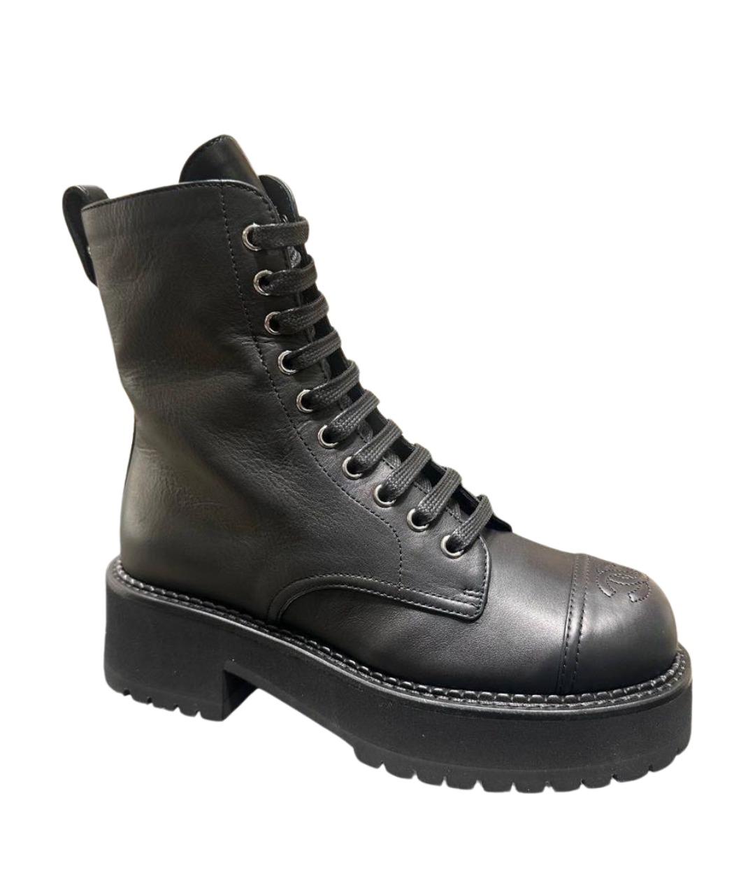 CHANEL Черные кожаные ботинки, фото 1