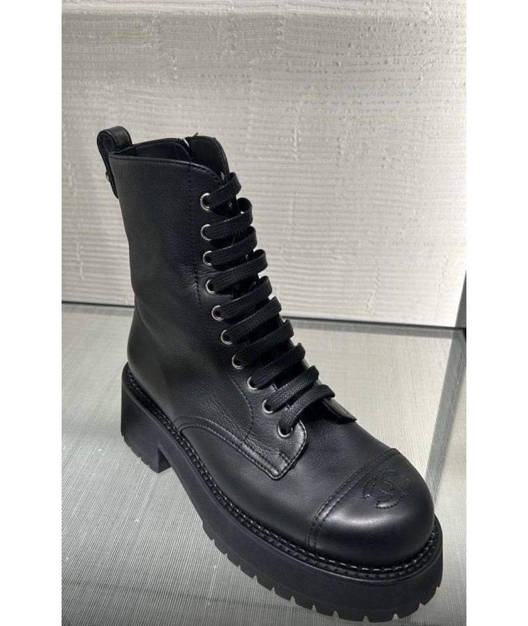CHANEL Черные кожаные ботинки, фото 3