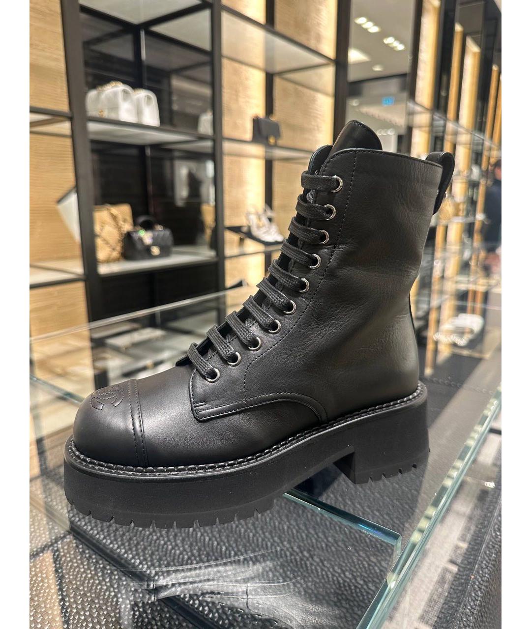 CHANEL Черные кожаные ботинки, фото 4