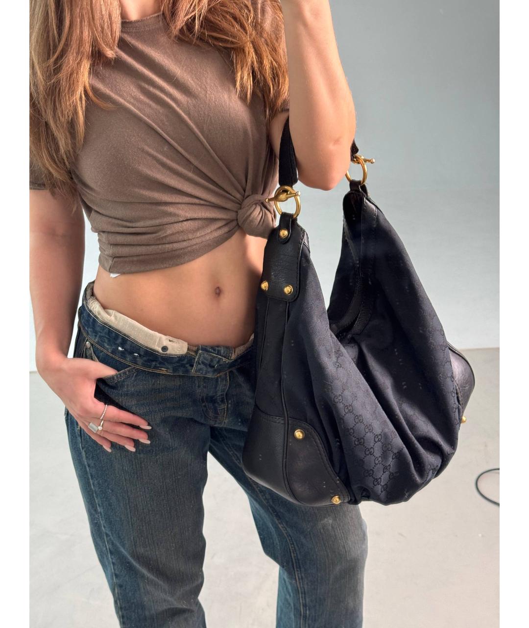 GUCCI Черная кожаная сумка с короткими ручками, фото 5
