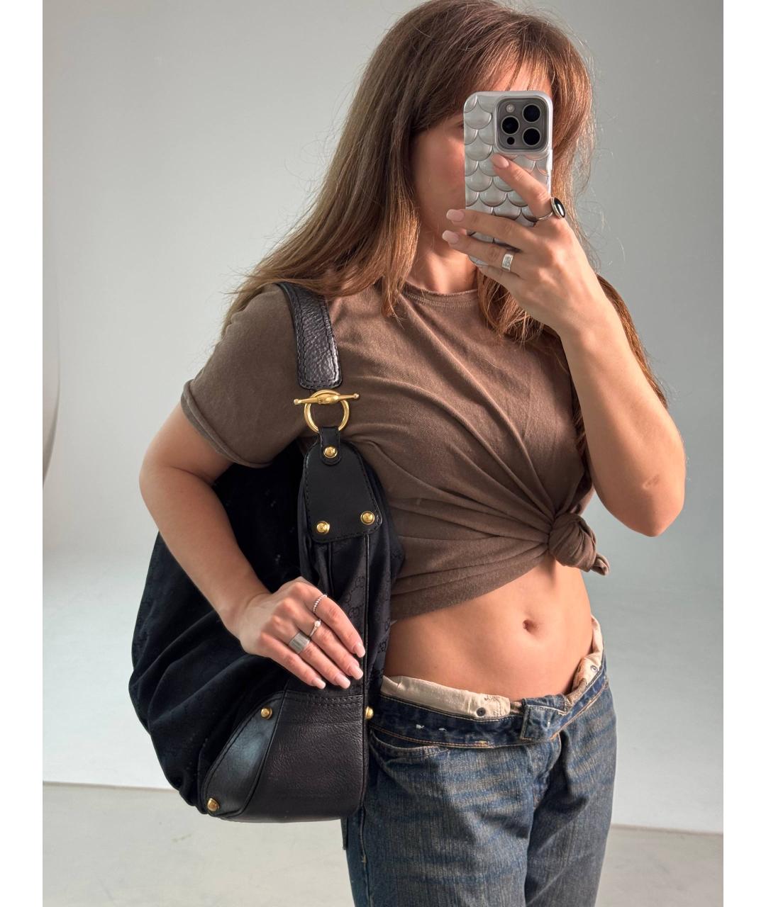 GUCCI Черная кожаная сумка с короткими ручками, фото 8