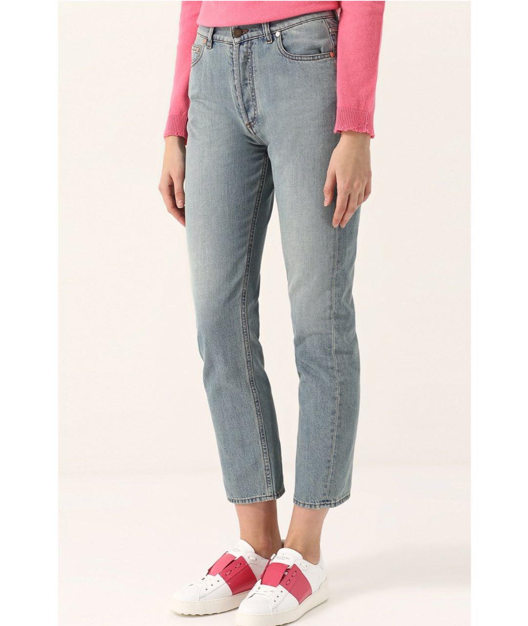 VALENTINO Голубые хлопковые прямые джинсы, фото 4