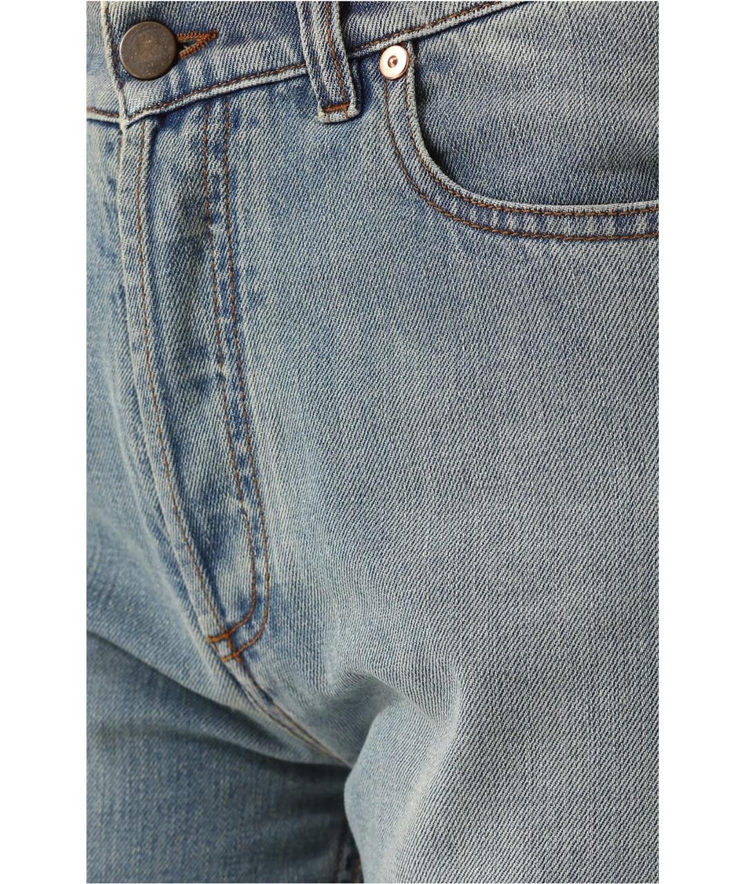 VALENTINO Голубые хлопковые прямые джинсы, фото 3