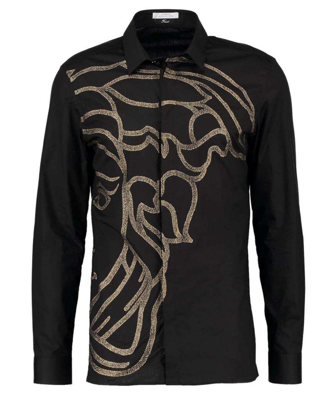 VERSACE COLLECTION Черная хлопковая классическая рубашка, фото 9