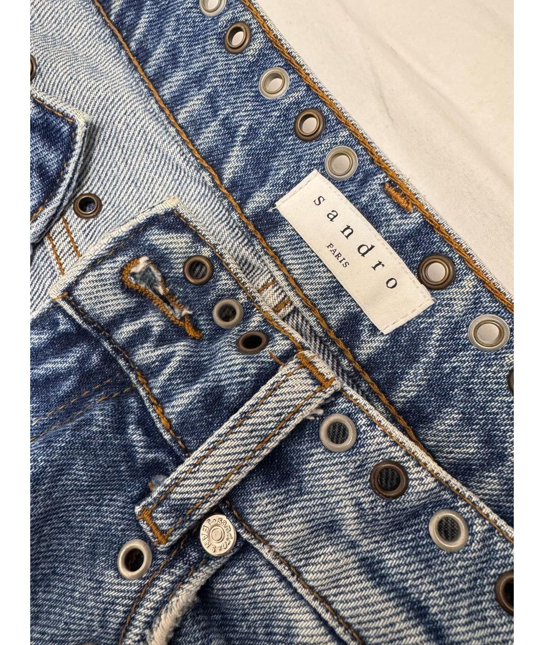 SANDRO Синие хлопковые прямые джинсы, фото 3