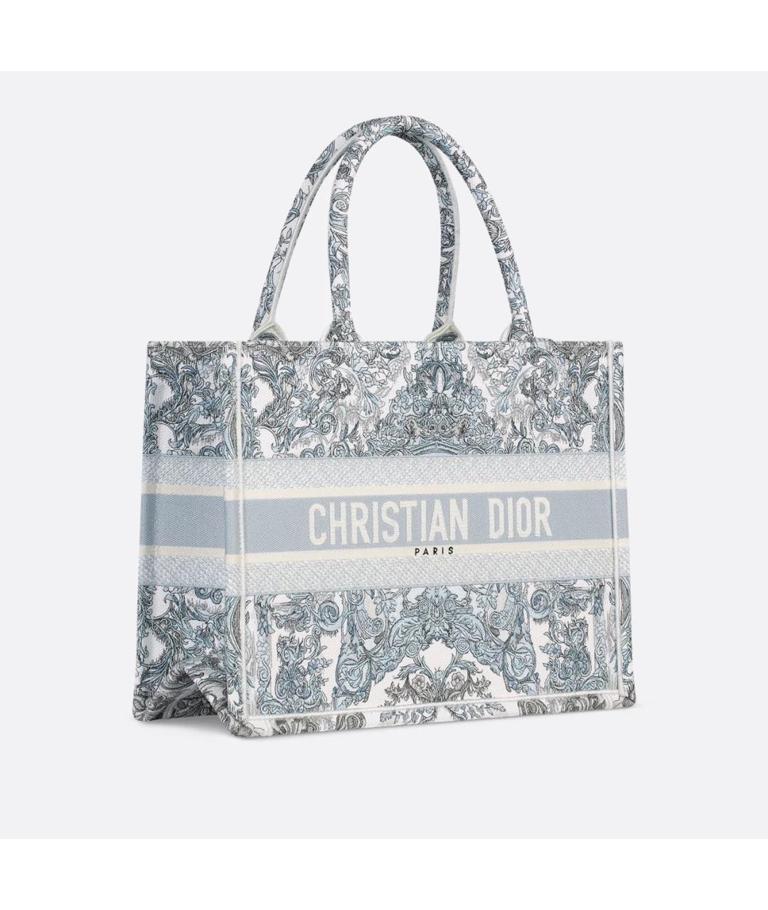 CHRISTIAN DIOR Голубая жаккардовая сумка тоут, фото 3
