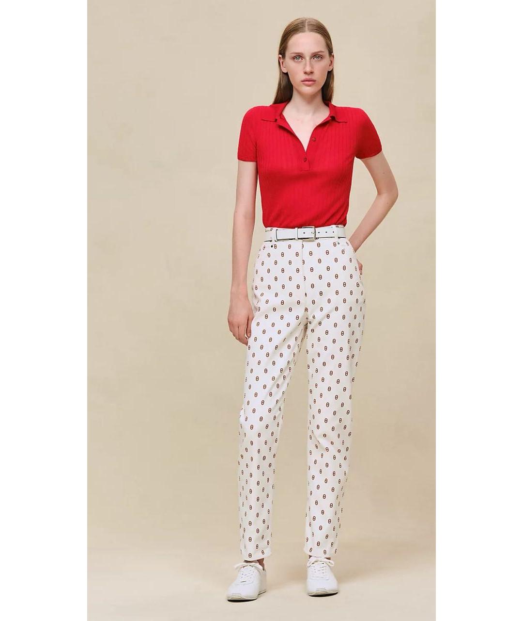 HERMES Белые хлопковые прямые брюки, фото 2