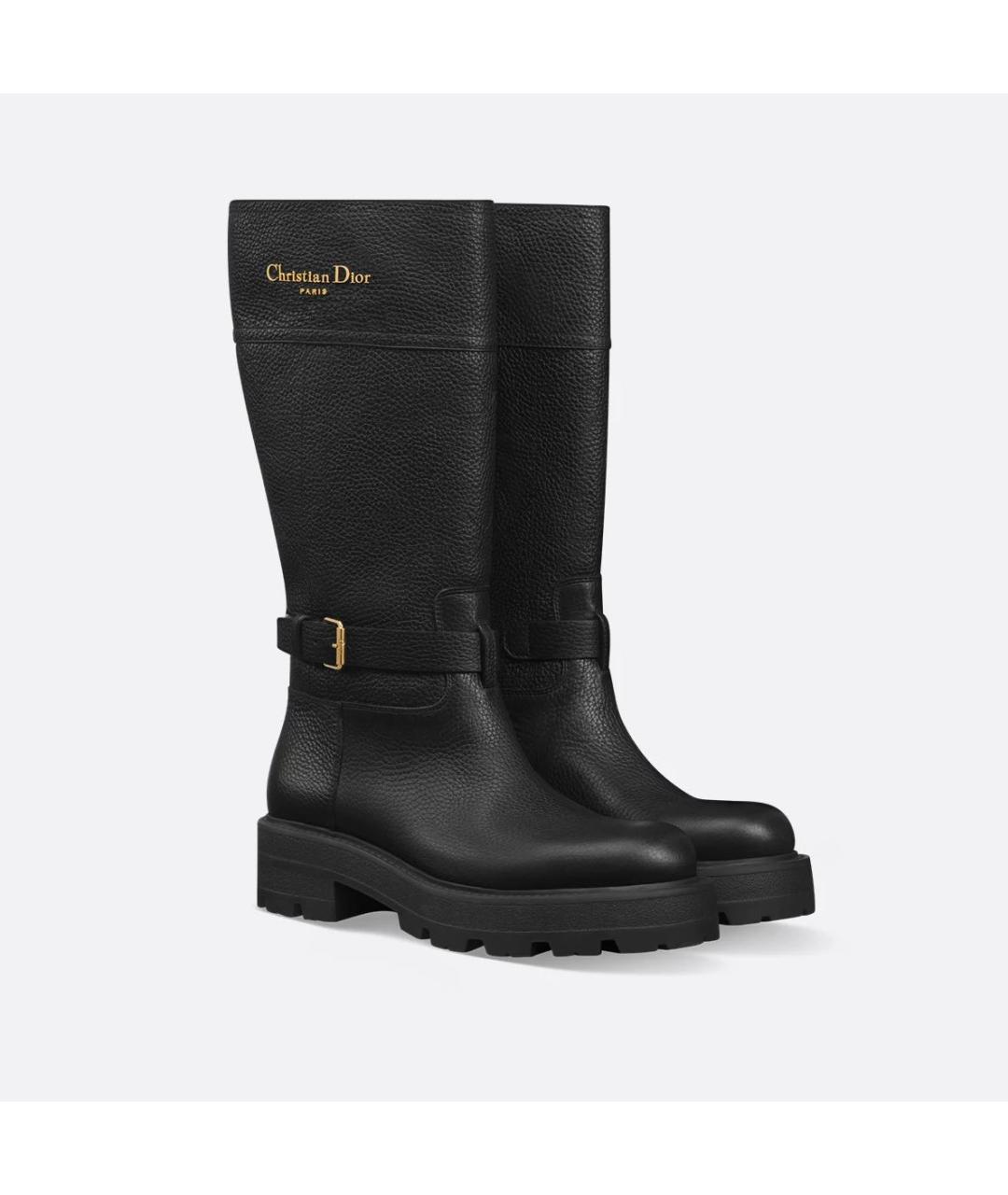 CHRISTIAN DIOR Черные кожаные сапоги, фото 2