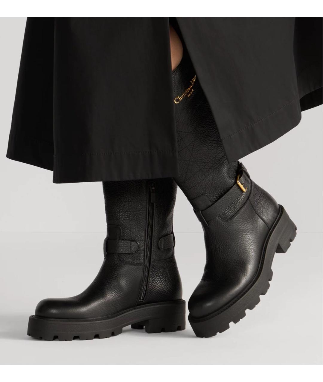 CHRISTIAN DIOR Черные кожаные сапоги, фото 3