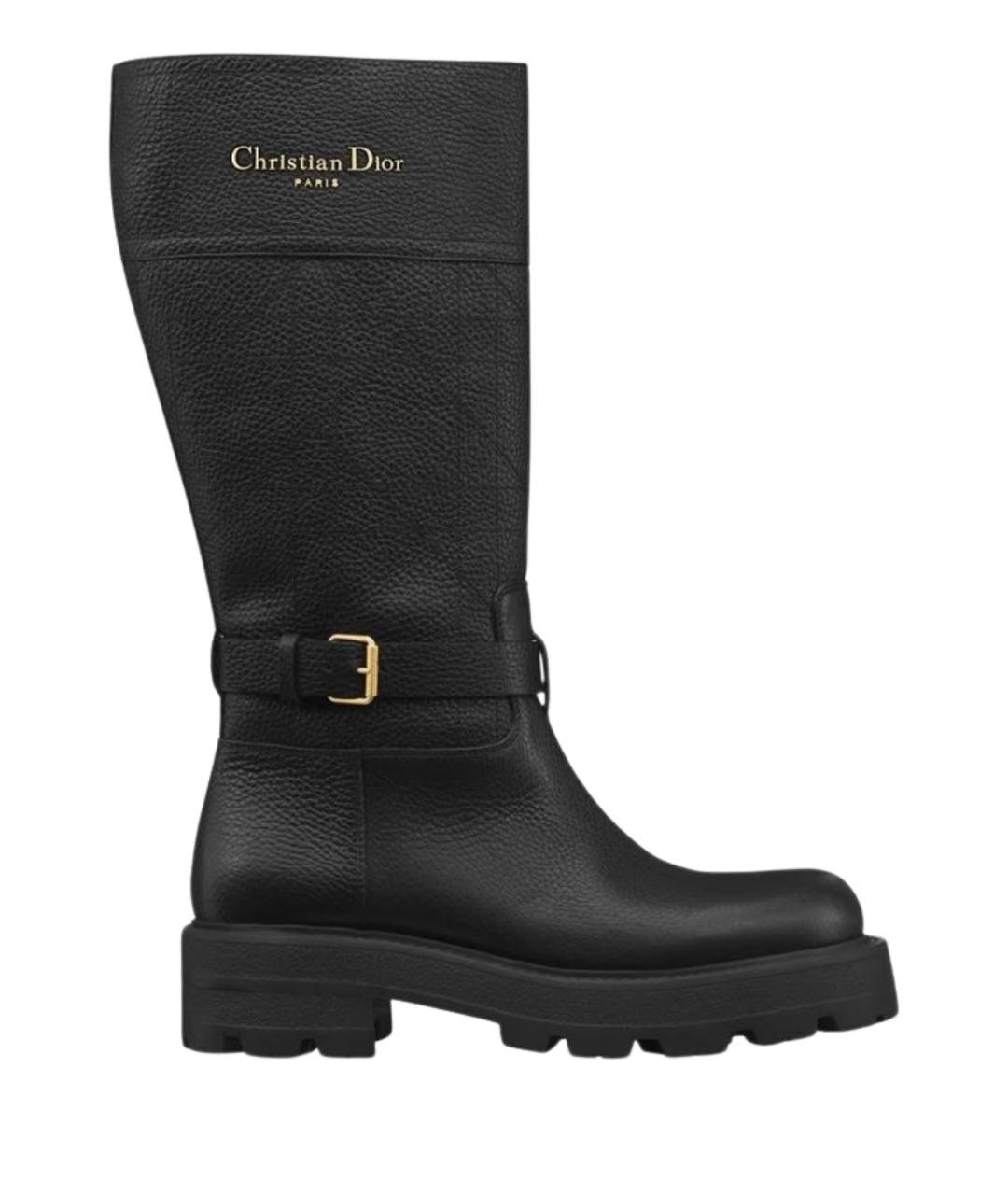 CHRISTIAN DIOR Черные кожаные сапоги, фото 1