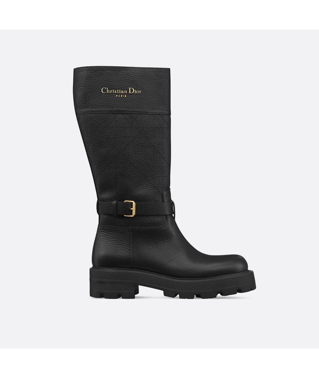 CHRISTIAN DIOR Черные кожаные сапоги, фото 5