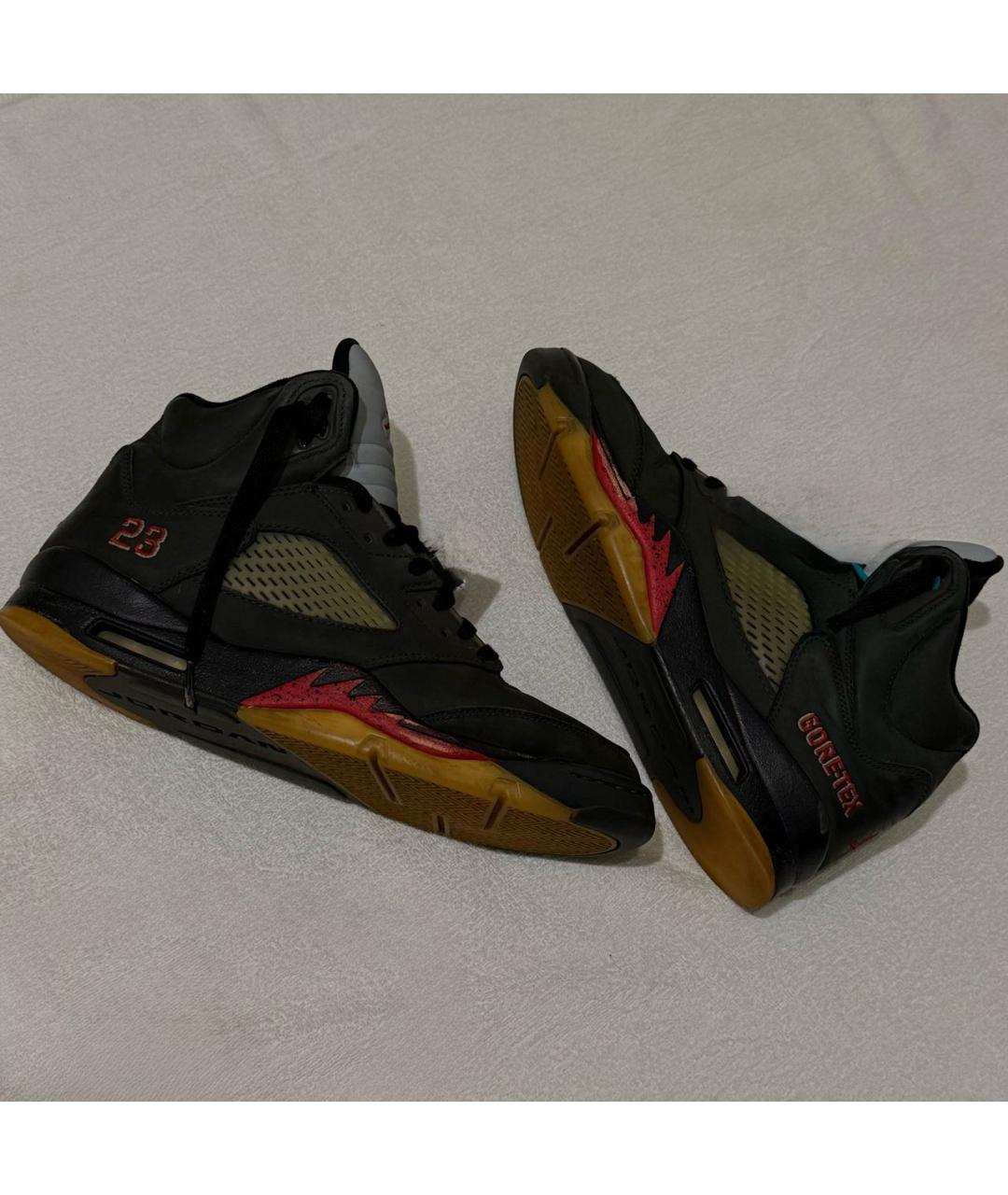 JORDAN Черные нубуковые высокие кроссовки / кеды, фото 3