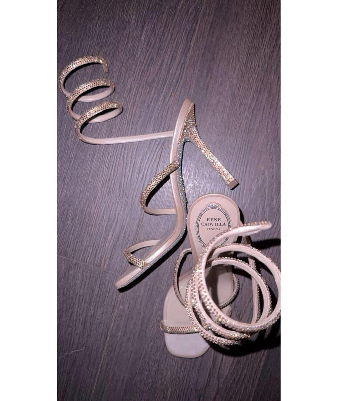 RENE CAOVILLA Золотые синтетические босоножки, фото 3