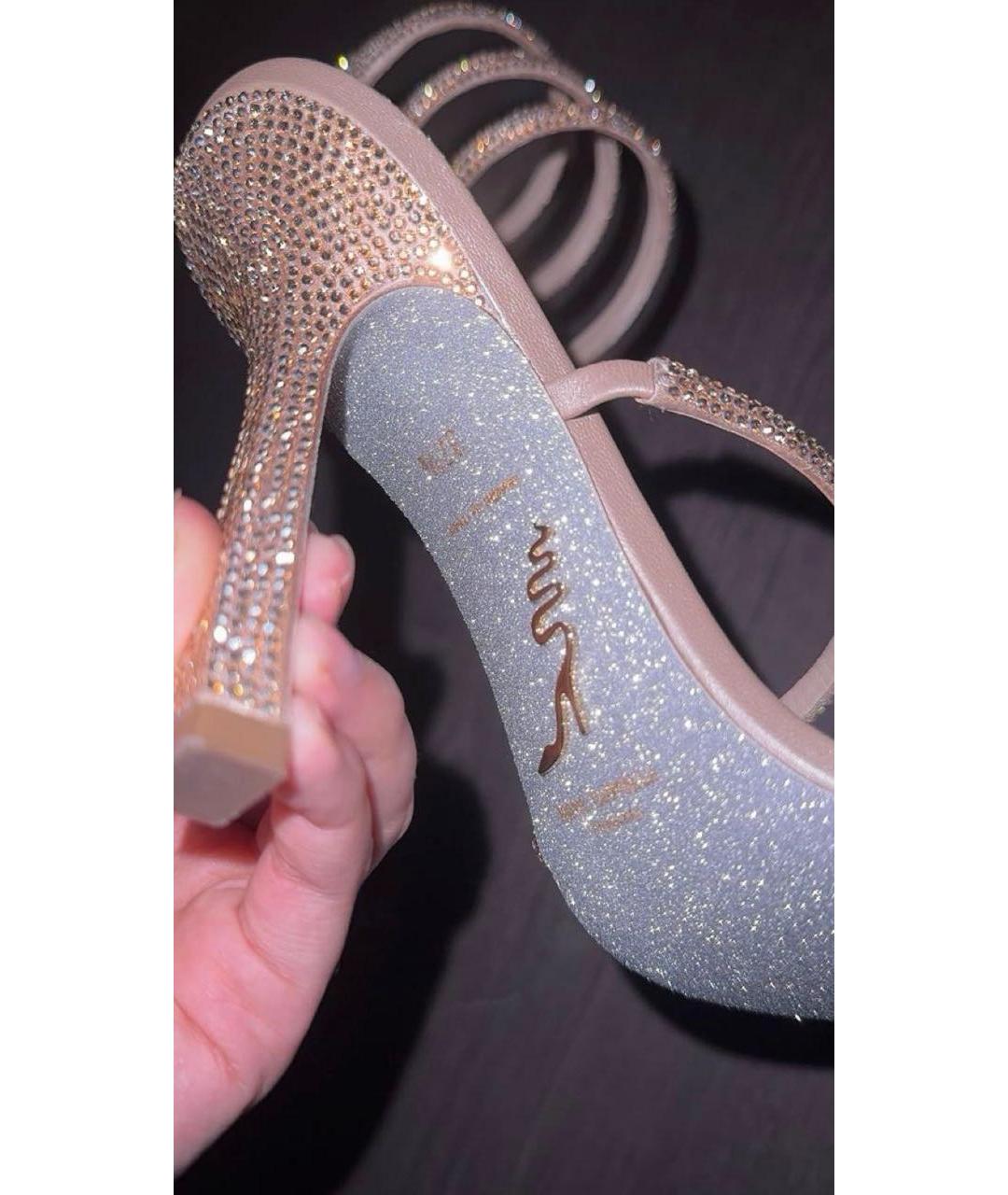 RENE CAOVILLA Золотые синтетические босоножки, фото 6