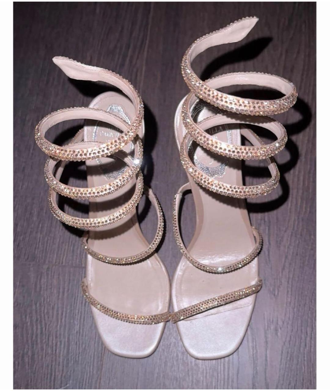 RENE CAOVILLA Золотые синтетические босоножки, фото 2